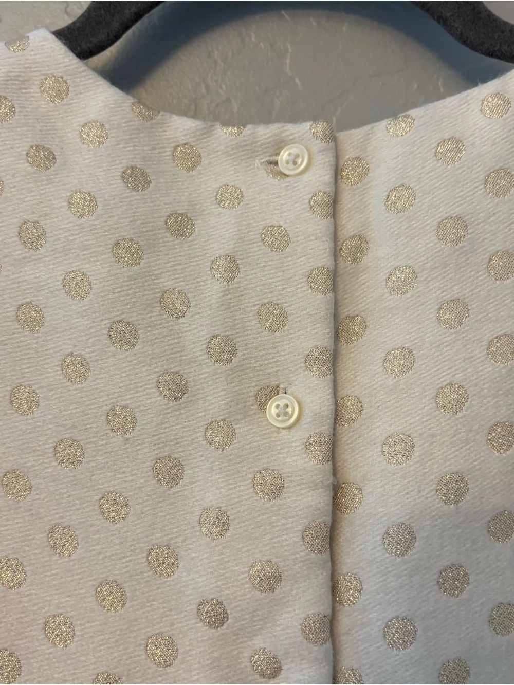 Janie and Jack ivory and gold shimmer polka dot ruffled holiday dress size 8